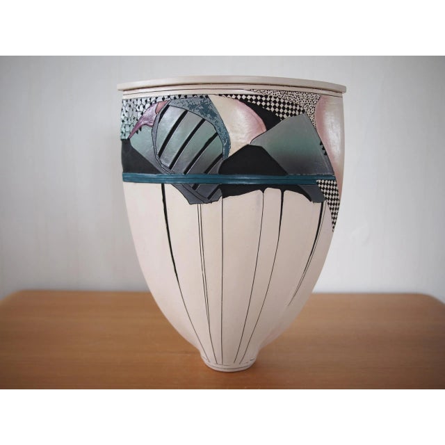 Vintage Abstract Postmodern Ceramic Vase by Nancy April For Sale - Image 9 of 9