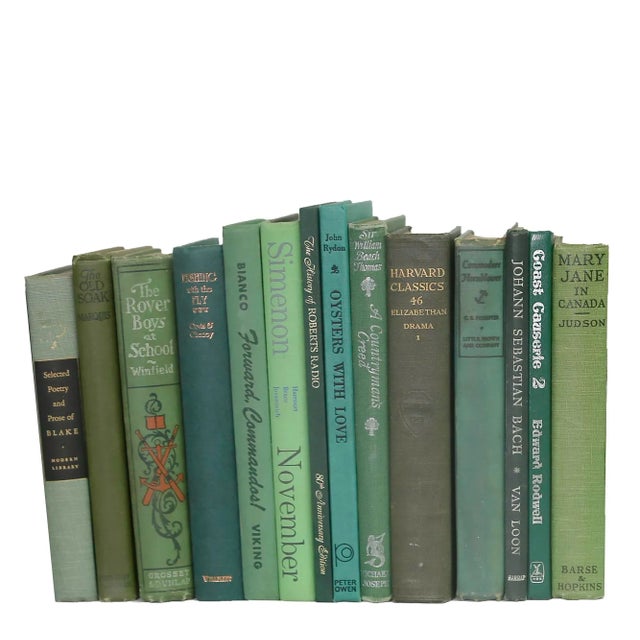 Transitional Decorative Books - Petite Vintage Boxwood Book Bundle - 1 Foot of Green Books For Sale - Image 3 of 3