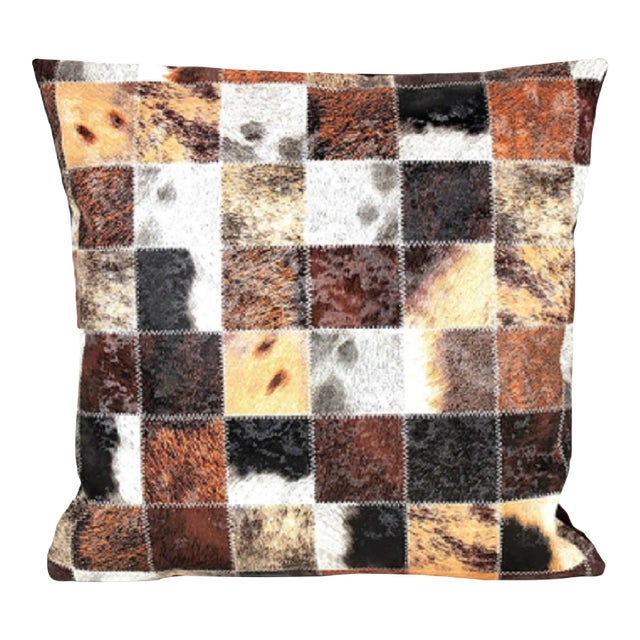 Contemporary Cowhide Leather Pillow Cover For Sale