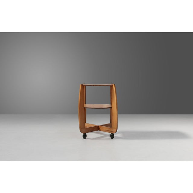 Amsterdam School Beech Wooden Side Table, the Netherlands, 1920s For Sale - Image 3 of 13