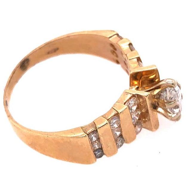 Modern 14 Karat Yellow Gold Engagement Ring 1.50 Total Diamond Weight, Size 6.75 For Sale - Image 3 of 8