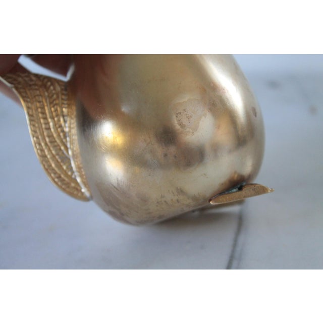 Metal Vintage Polished Brass Egg-Shaped Container With a Rooster Head Lid For Sale - Image 7 of 12