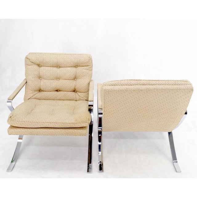 Cream Pair of Mid-Century Modern Polished Stainless Steel Bauhaus Arm Lounge Chairs For Sale - Image 8 of 13