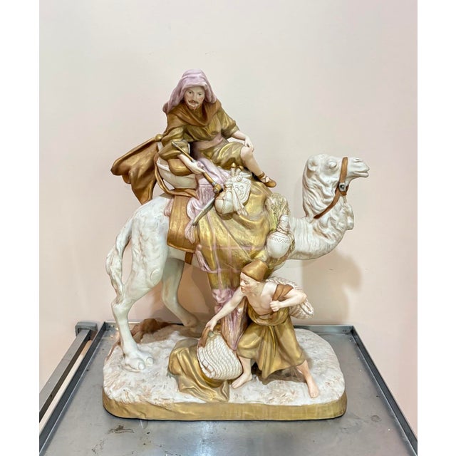 Traditional Royal Dux Chzechoslovakia Huge Camel W/ Rider Porcelain Statue For Sale - Image 3 of 8