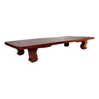 Large Japanese Zataku Low Table in Keyaki Wood, 1960s For Sale