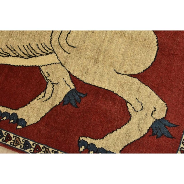 Yalameh Rug 3’4” X 5’2” Red Wool Vintage Traditional Hand-Knotted Carpet For Sale - Image 4 of 11