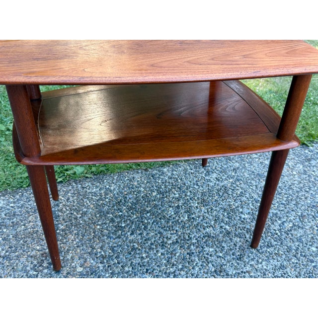 1960s Mid Century Modern Danish Solid Teak Side Table by Peter Hvidt For Sale - Image 5 of 10
