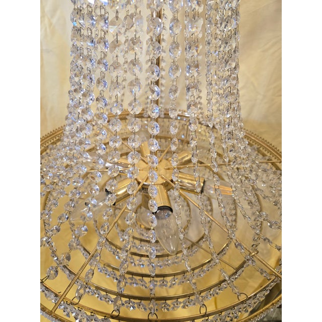 Glass Mid 20th CenturyFrench Neoclassical Crystal Basket Chandelier For Sale - Image 7 of 8
