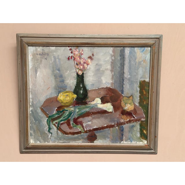 Arne Kilsby, Vase and Vegetables, 1960s, Oil Painting on Panel, Framed For Sale - Image 10 of 18