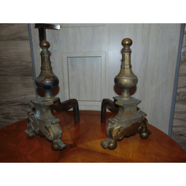 Art Nouveau brass bases for wood for the stove, fireplace, dimensions: width 19.2 cm, depth 20 cm, height 35 cm.