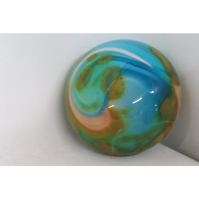 Hand Blown Art Glass Paperweight Tie Dye Style For Sale - Image 11 of 12