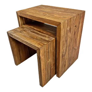 Salvaged Teak Nesting Table Set of Two