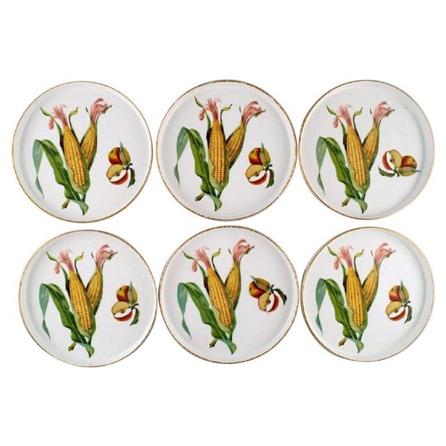 Gold Round Porcelain Dishes with Corn Cobs from Royal Worcester, England, 1960s, Set of 6 For Sale - Image 8 of 8