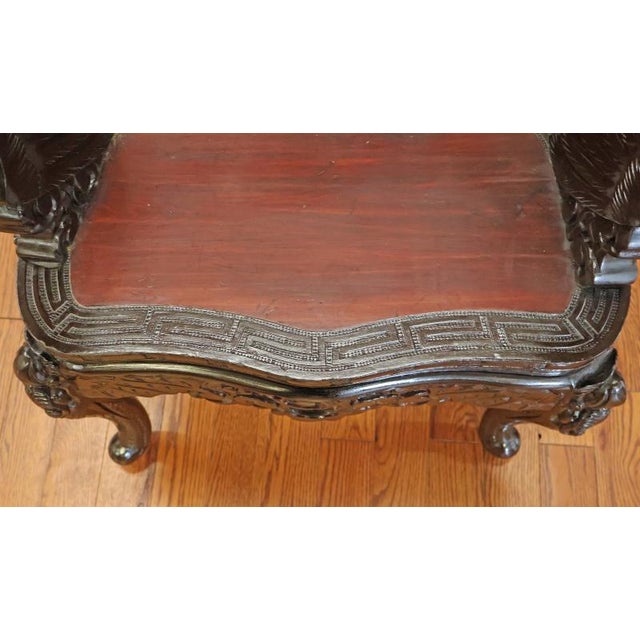 Wood Antique Late 19th Century Meiji Japanese Dragon Carved Chair For Sale - Image 7 of 10