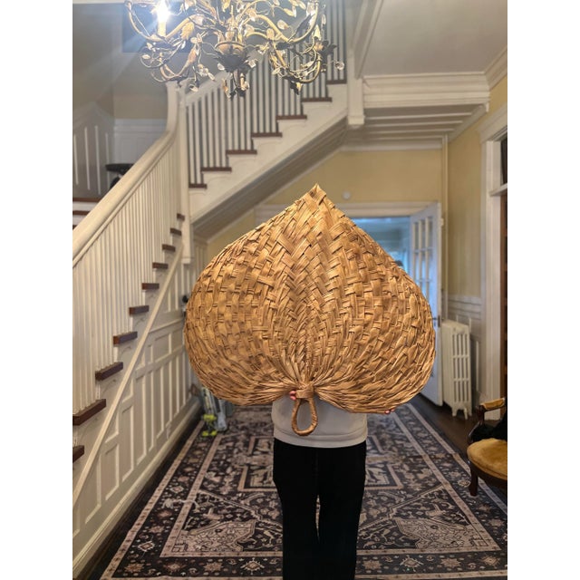 1960s 1960’s-70s Mid-Century Modern Post Modern Rattan Wall Fans For Sale - Image 5 of 6