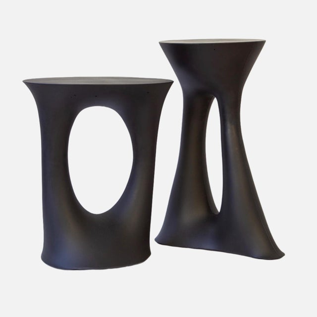 Kreten Side Table, Painted Black, Tall, by Souda, Modern, Organic, Concrete End Table For Sale In New York - Image 6 of 6