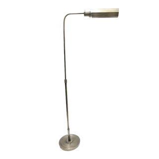 Vintage Mid-Century Modern Brushed Silver Adjustable Geometric Floor Lamp For Sale