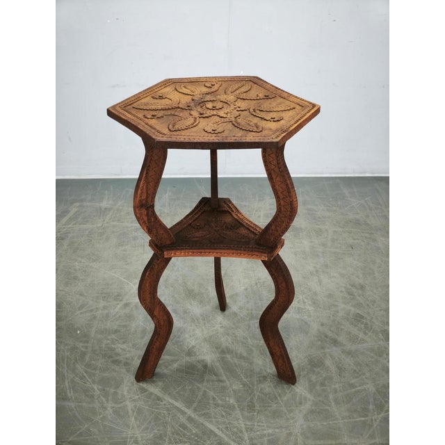 Antique Central European Hand-Carved Beech Side Table, 1890s For Sale - Image 3 of 12