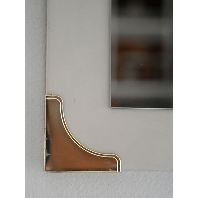 1940s Scandinavian Mirror with White Frame and Brass Details, 1950s For Sale - Image 5 of 7