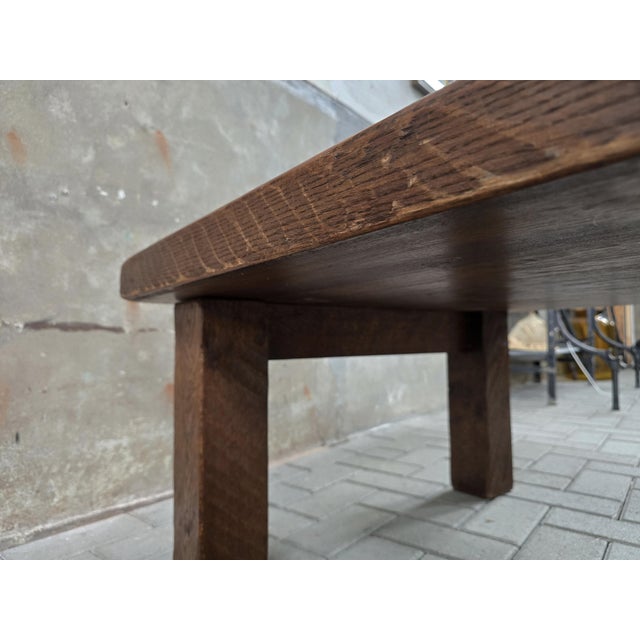 Wood Large Mid-Century Modern Square Oak Coffee Table, 1970s For Sale - Image 7 of 13