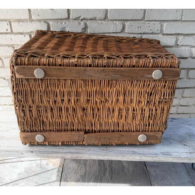 Wood 1930s English Travel Trunk With Galvanized Steel Hardware For Sale - Image 7 of 7