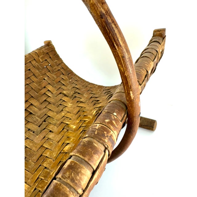 Vintage Late 19th Century Woven Bentwood Log Basket For Sale - Image 11 of 12