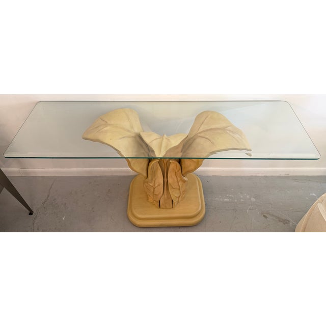 Art Deco Casa Bique Attr. Palm Leaves Console Table & Mirror For Sale - Image 3 of 9