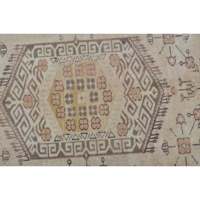 1960s 1960s Natural Pale Vintage Hand Woven Turkish Area Rug For Sale - Image 5 of 11