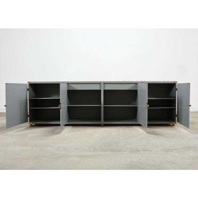 Tommi Parzinger Lacquer Marble Top Sideboard Credenza 10 Ft For Sale - Image 10 of 18