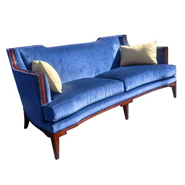 Late 20th Century Late 20th Century Theodore Alexander European Style Jule Sofa in Blue Velvet. For Sale - Image 5 of 10