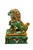 Chinoiserie 2 Chinese Green Sancai Glazed Porcelain Foo Dog Guardian Lion Statues 12" For Sale - Image 3 of 18