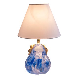 Oceanic Marbled Blue Pear Lamp For Sale