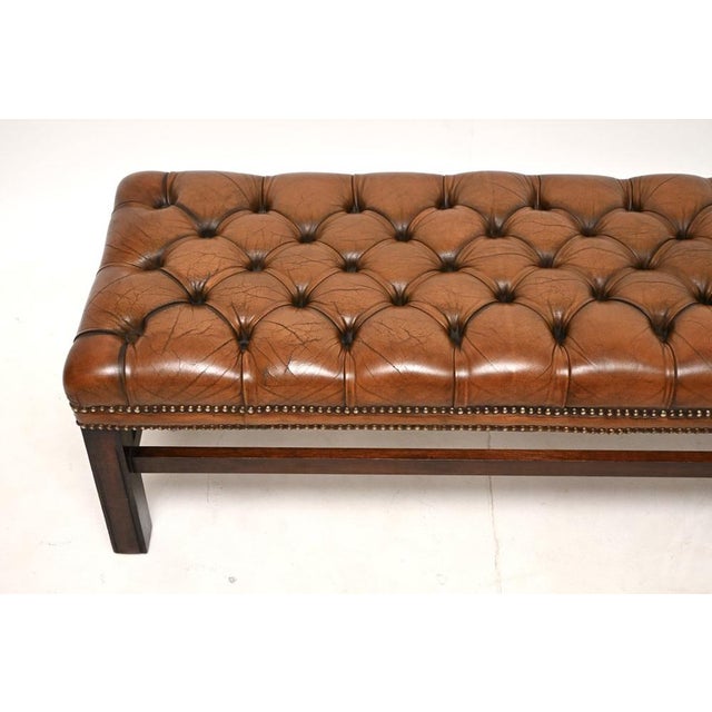 Antique Georgian Leather Bench, 1930 For Sale - Image 4 of 9