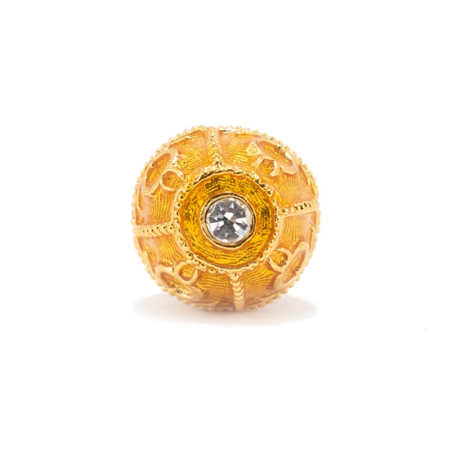 Yellow Vintage Fabergé Imperial Collection Enameled Egg Set of 4 Topped Cocktail Forks For Sale - Image 8 of 11