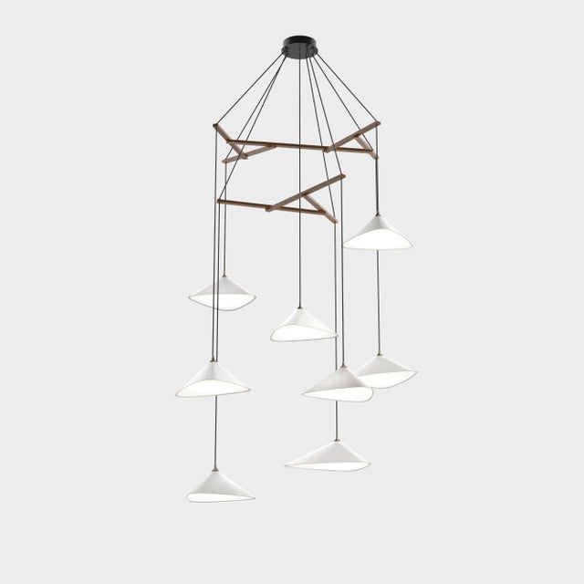 Black Daniel Becker 'Emily Vertikal 8' Chandelier in Gloss Black/Oak for Moss Objects For Sale - Image 8 of 12