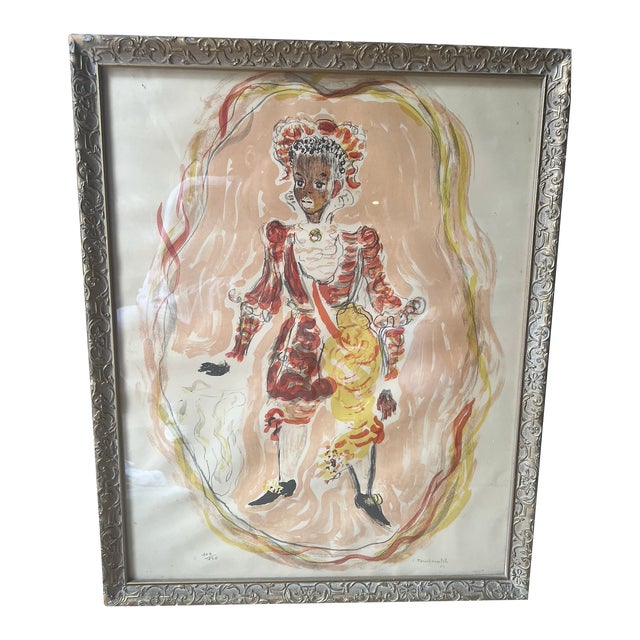 Full Portrait of a Young Noble Girl Print by Constantin Terechkovitch, 1953, Numbered 109/120, Framed For Sale