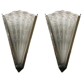 French Art Deco Fan Sconces by Genet Et Michon - a Pair For Sale