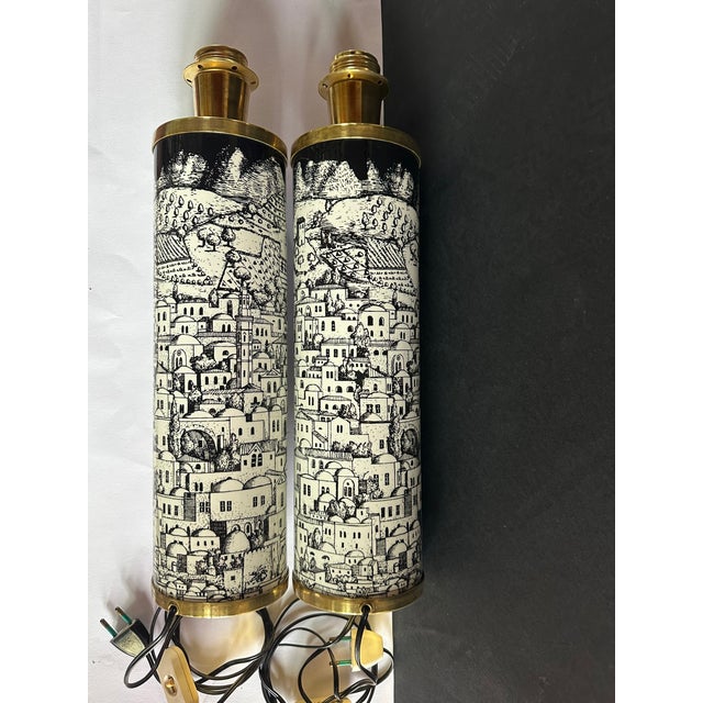 1980s Pair of Vintage Italian Table Lamps by Fornasetti For Sale - Image 5 of 7