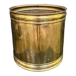 Large Cylindrical Brass Planter For Sale
