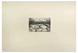 Nazareno Gattamenata, The View of St. Peter and Tiber in Rome, Etching, 1985