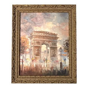 Vintage Original French Painting of the Arc De Triomphe Paris - Framed