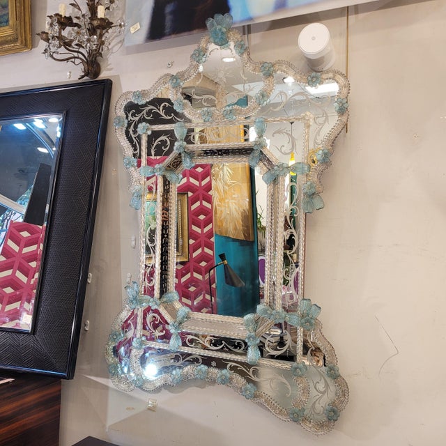 Acid Etched Murano Glass Mirror from Ongaro e Fuga, Italy, 1960s For Sale - Image 4 of 18