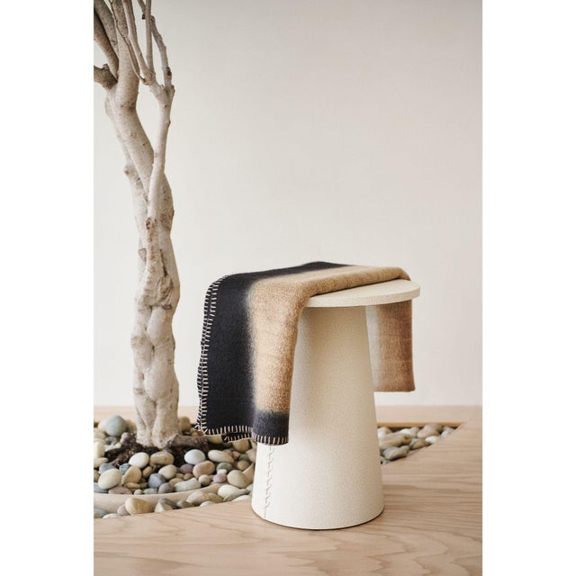 Textile Siro Brown and White Ombre Textured Throw in Hand Spun Merino and Hand Stitched Hem For Sale - Image 7 of 9