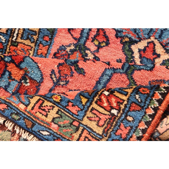 Antique Persian Lilihan Rug in All-Over Design in Jewel Tones and Pink Field For Sale - Image 10 of 11