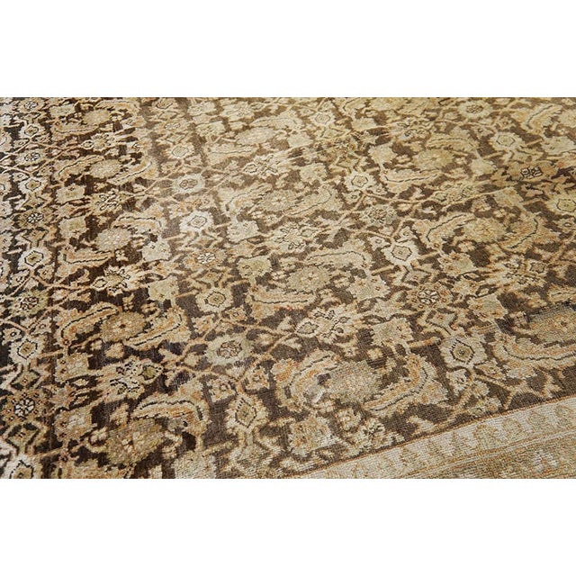 Persian 1890s Brown Earth Tone Herati Antique Persian Sultanabad Rug 12' X 15'6" Handknotted Wool Carpet For Sale - Image 3 of 7