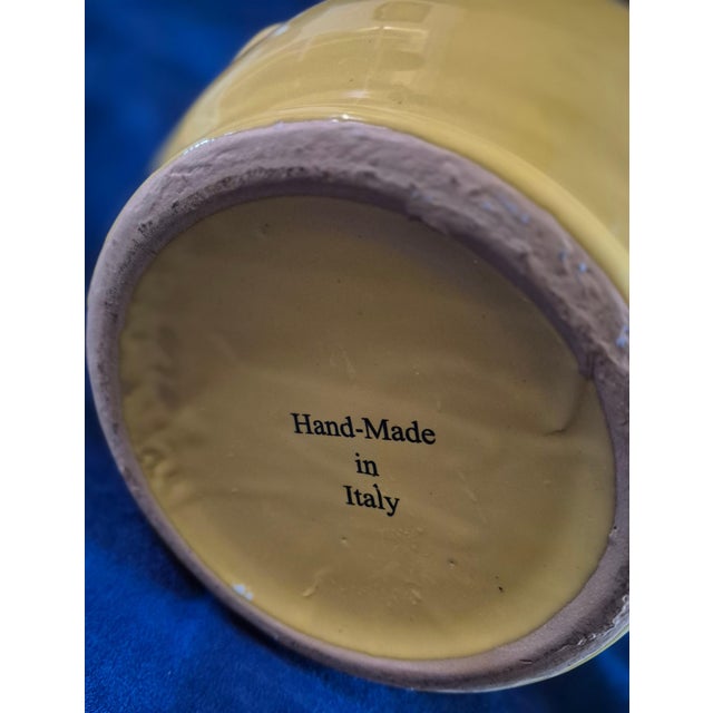 Italian Late 20th Century Hand-Made Italian Glazed Ceramic Pitcher in Ochre Yellow For Sale - Image 3 of 8