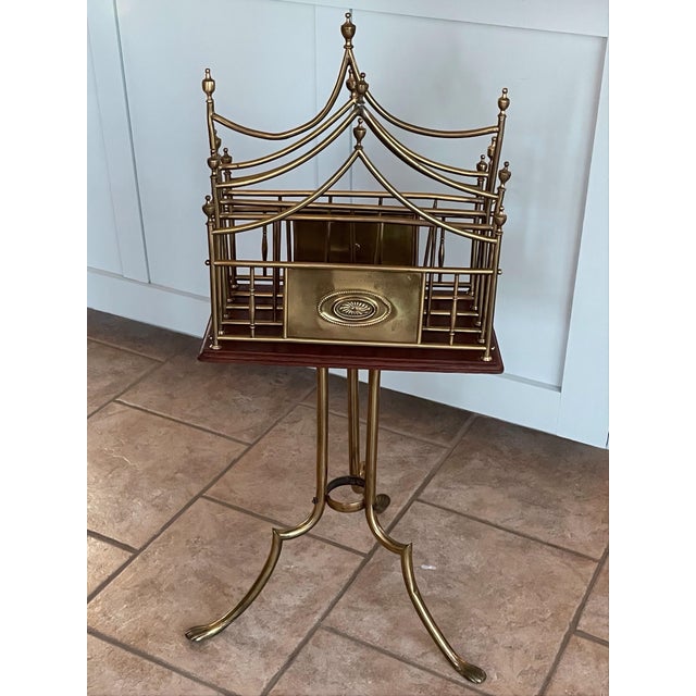 Antique Edwardian Newspaper Magazine Stand, Hepplewhite Plate, Oak, Brass, Circa 1900’s For Sale - Image 15 of 17