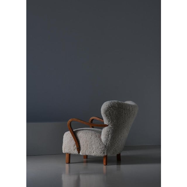 Danish Modern Lounge Chair in Oak and Sheepskin, Denmark, 1940s For Sale - Image 17 of 18