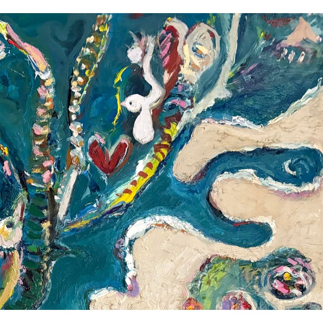 2020s Aerial Seascape Abstract, Original Oil Painting, Rare Art For Sale - Image 5 of 12