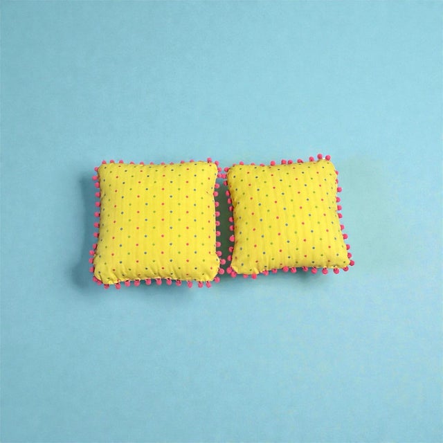 Textile Vintage Polka Dot Friends Pillows With Photo Insert 14x14 For Sale - Image 7 of 10